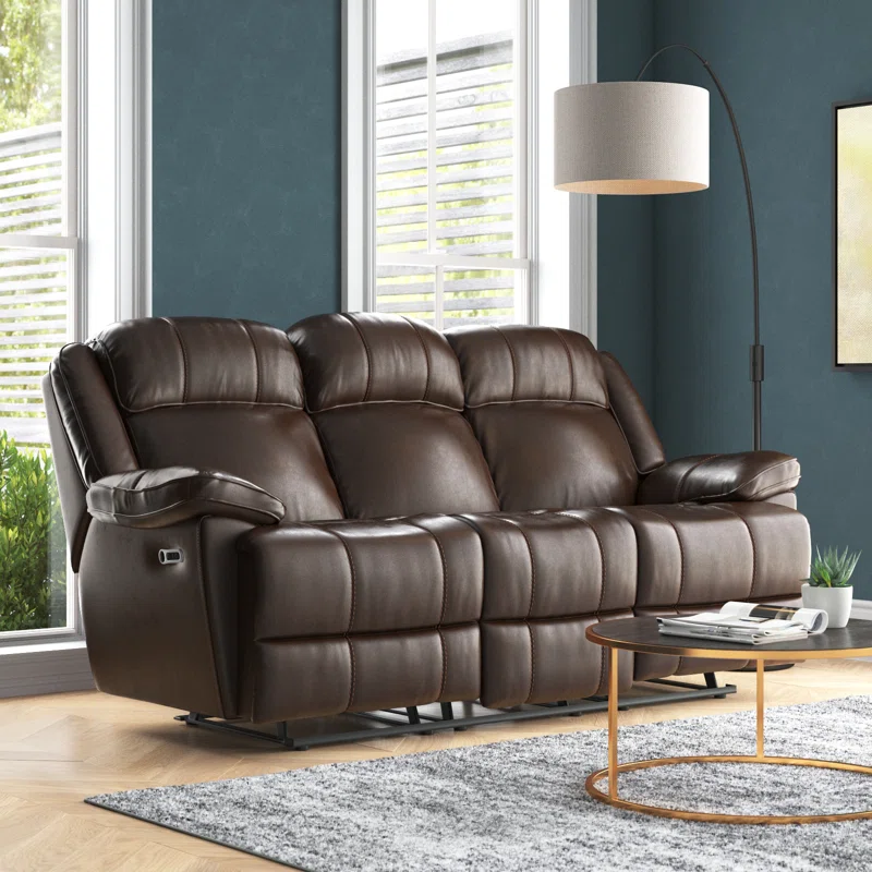 Lark Manor Milladore Leather Recliner Sofa