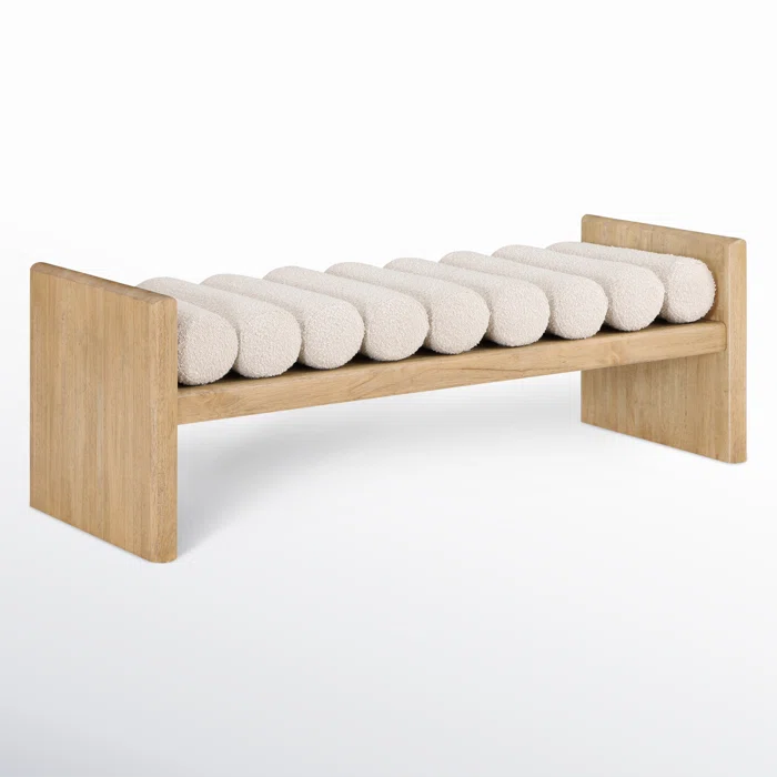 Latitude Run® Boucle Fabric Wood Sofa Bench