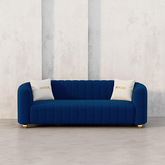 Leltsen Mid-Century Modern Blue Sofa