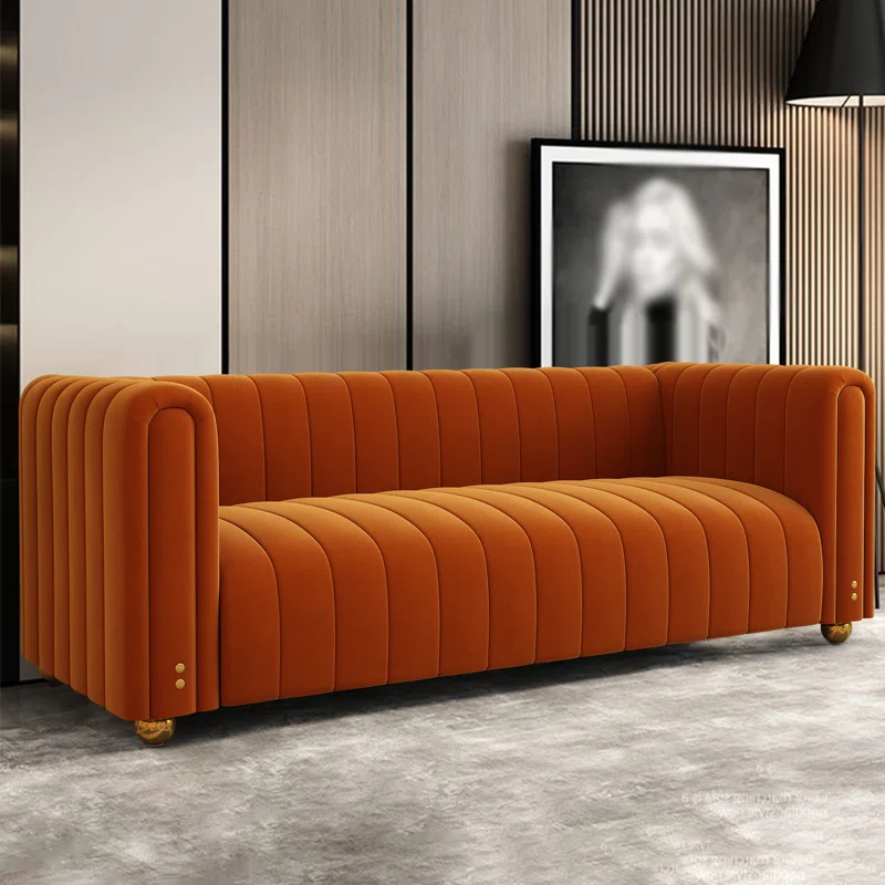 Mercer41 Goshay Orange Chesterfield Sofa