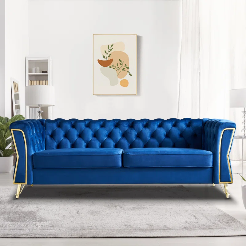 Mercer41 Vallene Velvet Chesterfield Sofa
