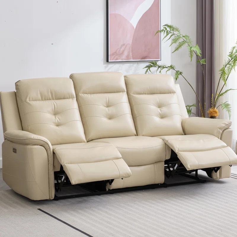 Red Barrel Joniah Leather Recliner Sofa