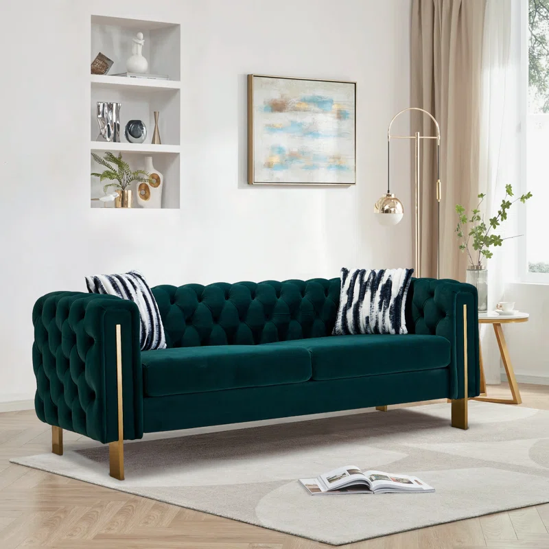 Rosdorf Park Khotan Green Velvet Sofa