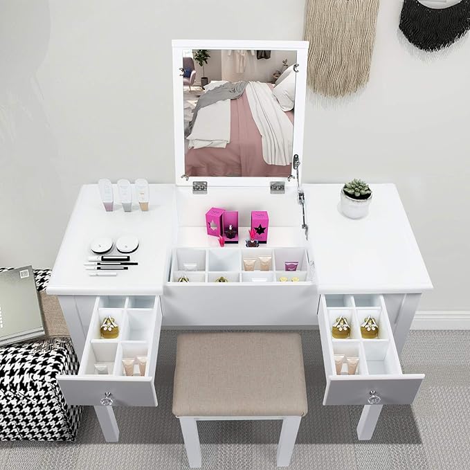 AODAILIHB Vanity Desk with Flip Top Mirror