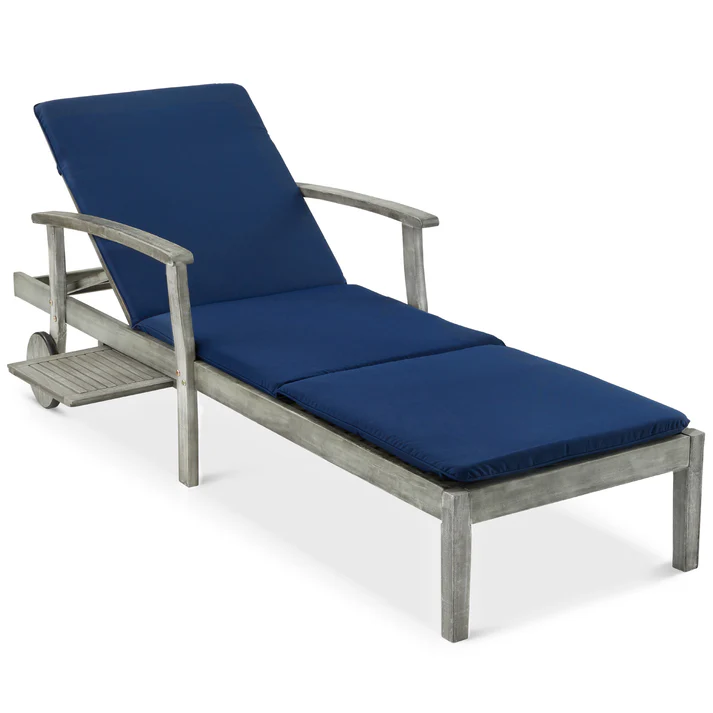 Adjustable Acacia Wood Chaise Lounge Chair