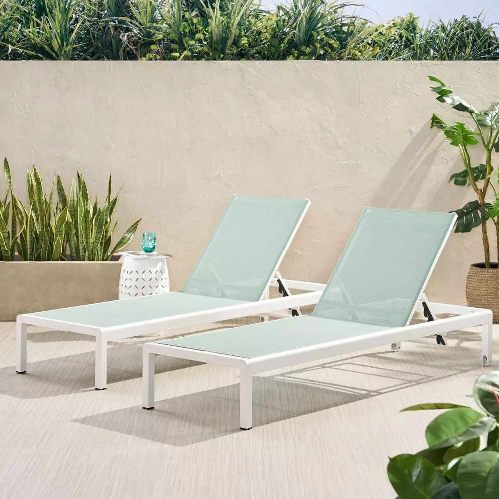 Cape Coral 2pk Outdoor Acacia Wood Chaise Lounges