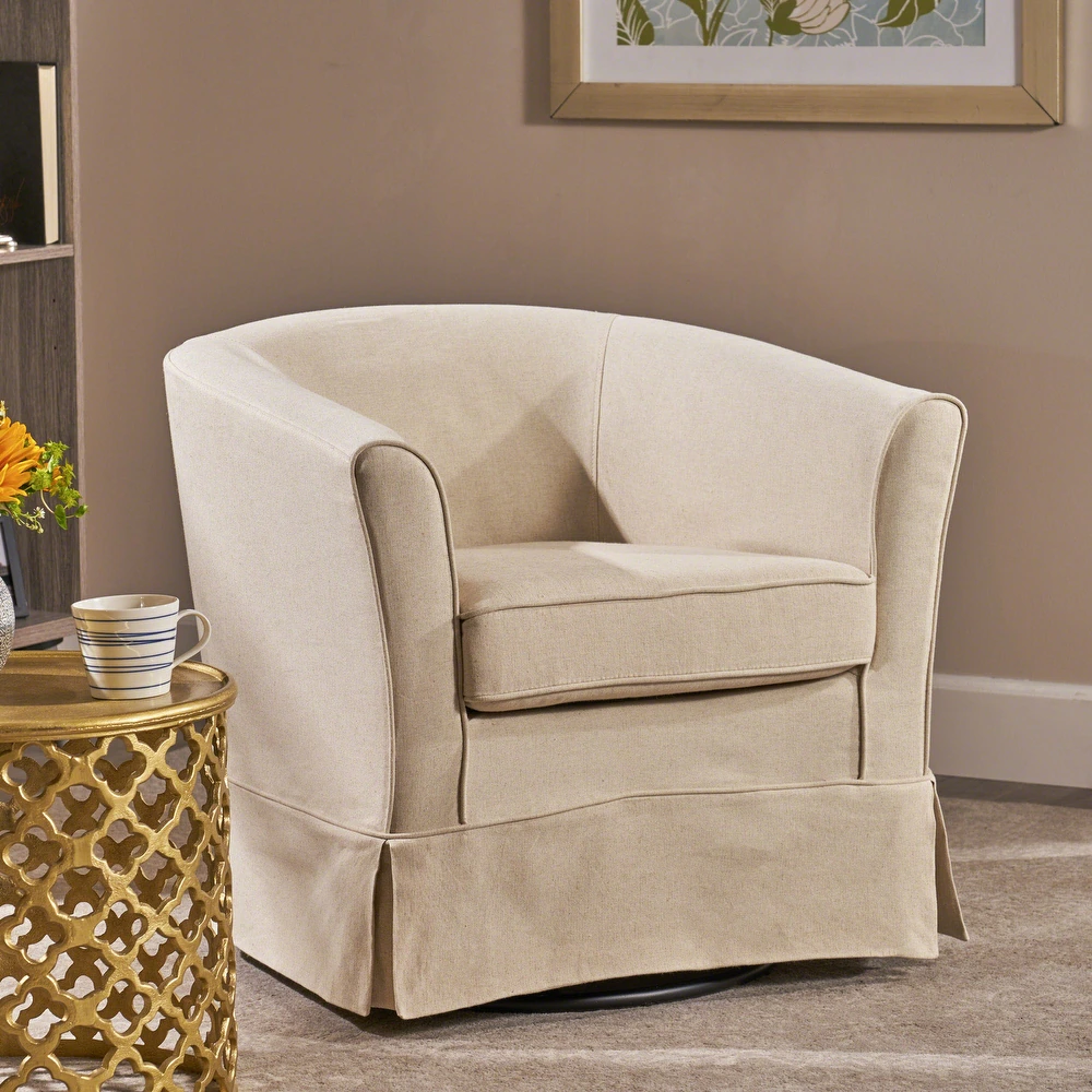 Cecilia Natural Fabric Swivel Chair