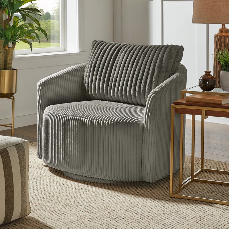 Doniphan Oversized Wale Corduroy Swivel Accent Chair
