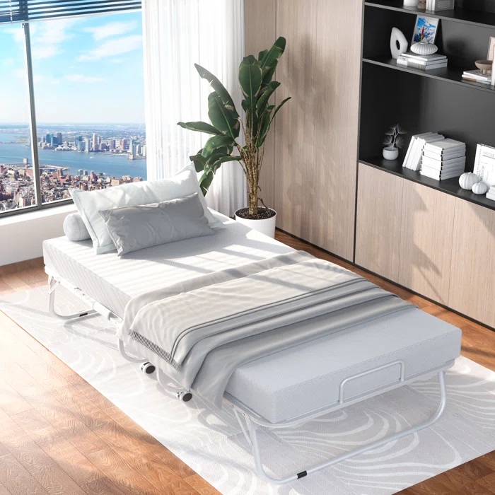 Ebern Designs Marguerette 38'' Folding Bed with Mattress