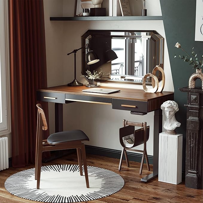 FEZIBO Mid Century Modern Standing Desk with 3 Drawers