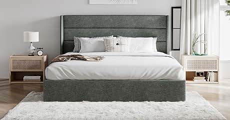 GDFStudio Tall Headboard Upholstered Bed