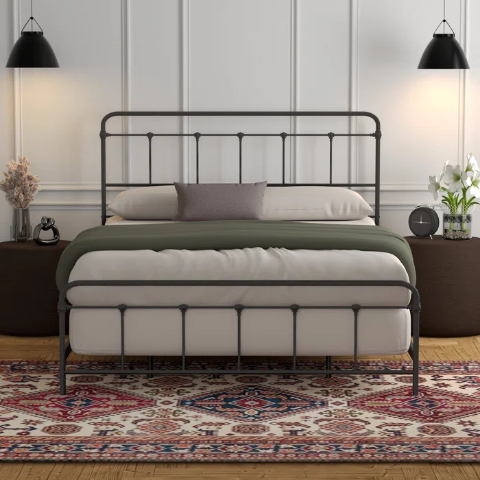 Gracie Oaks Gillam Metal Bed Frame with Headboard