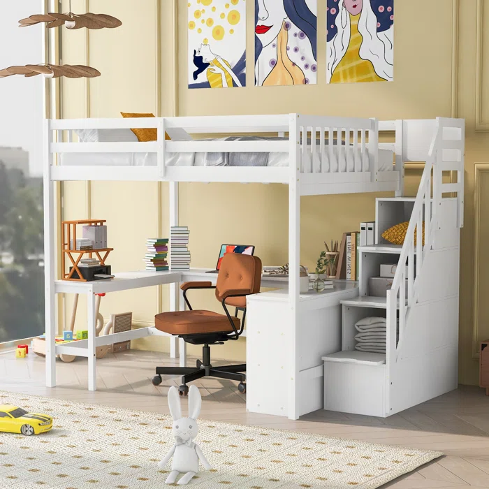 Harriet Bee Ennie Loft Bed with Desk and Shelves