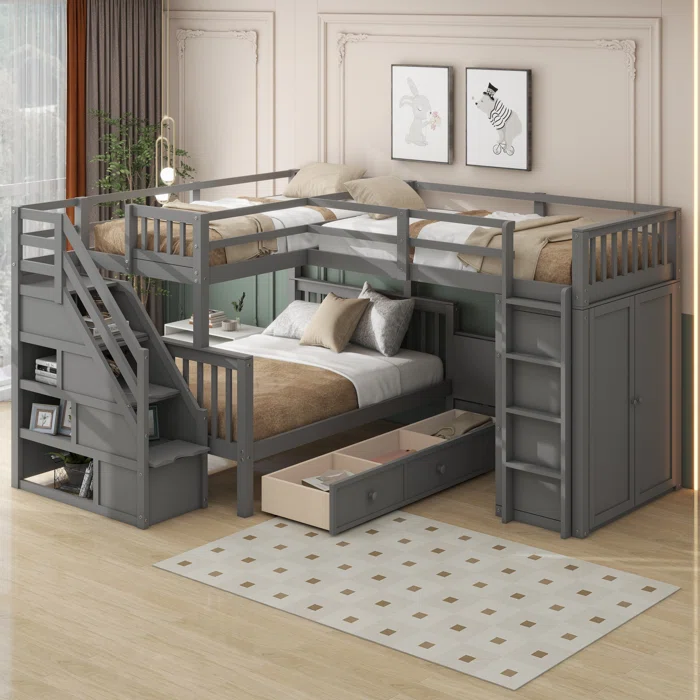 Jamelah Twin-Twin Full-Over-Full Bunk Bed