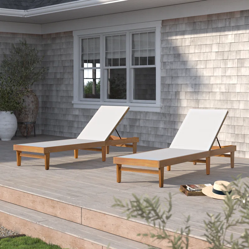 Outdoor Acacia Chaise Lounge