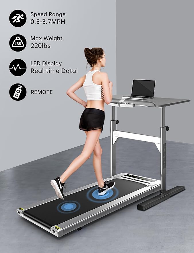 RHYTHM FUN Walking Pad, Treadmill Under Desk with Wide Belt 2.5HP Portable Walking Treadmill Under Desk for Home and Office