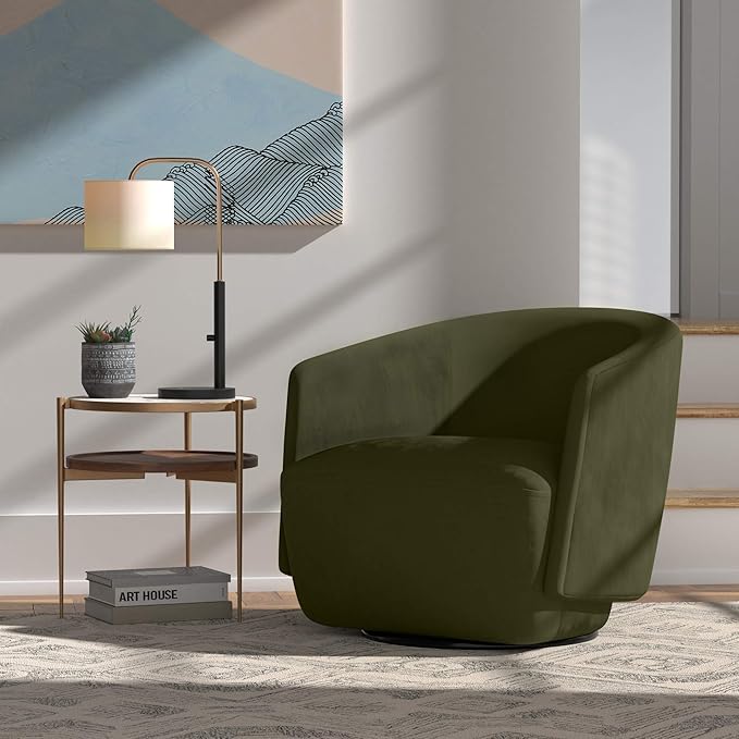 Rivet Coen Modern Velvet Upholstered Accent Swivel Chair