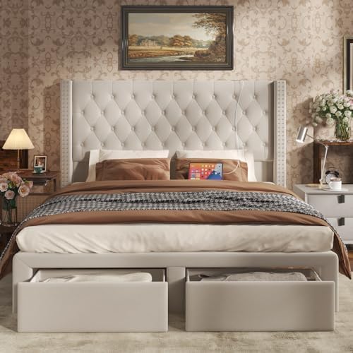 Roundhill Furniture Upholstered Bed with Footboard
