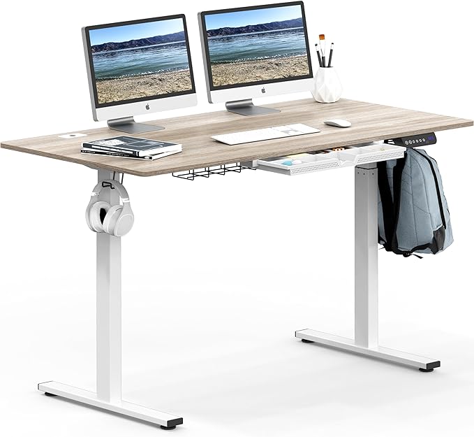 SHW 55-Inch Large Electric Height Adjustable Standing Desk