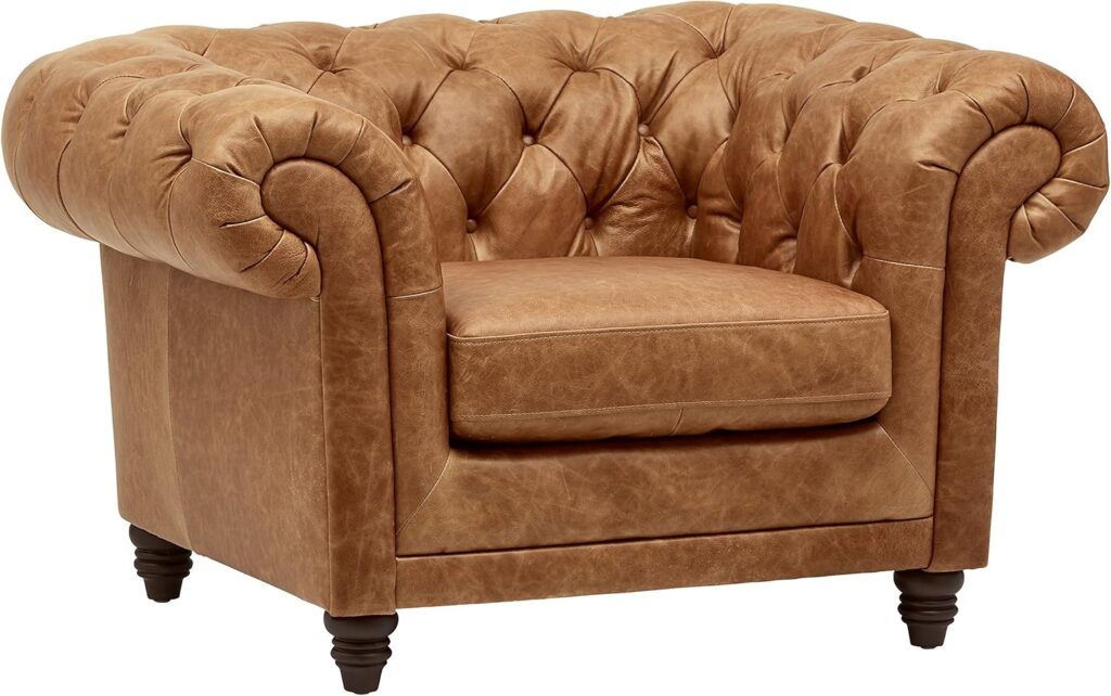 Stone & Beam Bradbury Chesterfield Tufted Leather Accent Chair