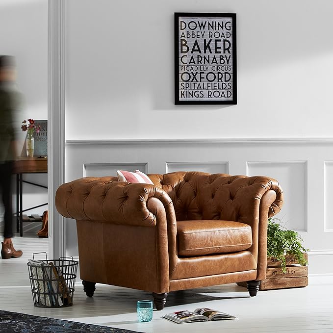 Stone & Beam Bradbury Chesterfield Tufted Leather Accent Chair