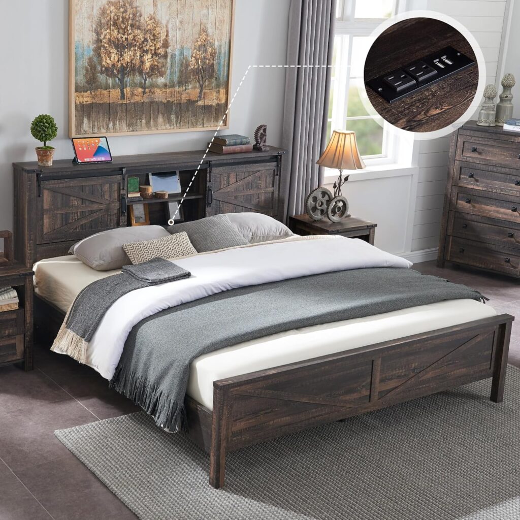 T4TREAM Farmhouse King Platform Storage Bed