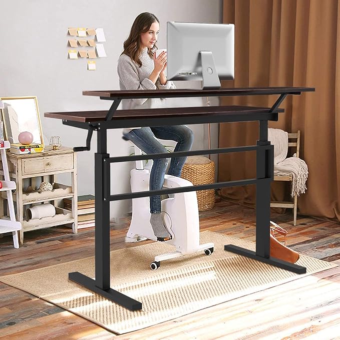 Tangkula Standing Desk, 2-Tier Height Adjustable Sit to Standing Desk