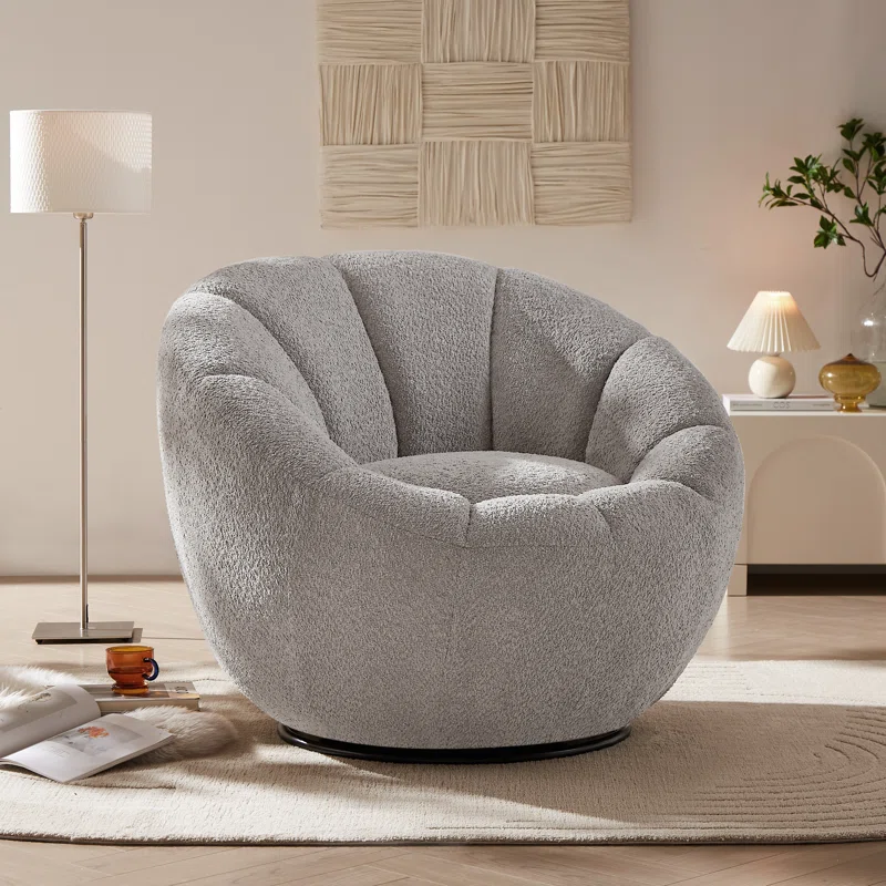 Upholstered Swivel Barrel Chair