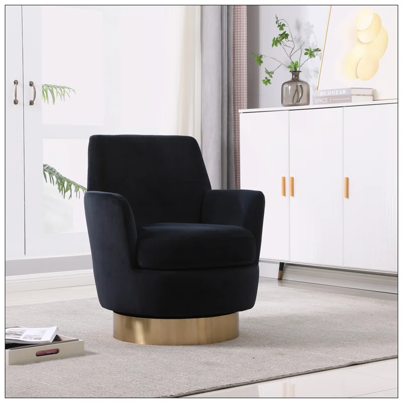 Velvet Swivel Barrel Chair