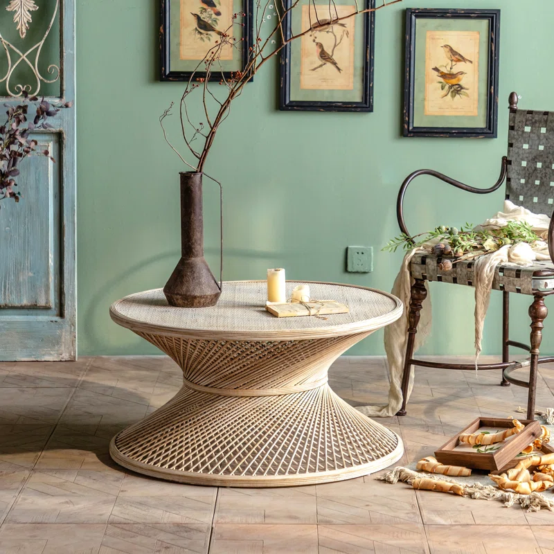 Curtice Frame Round Rattan Coffee Table
