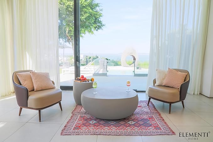 Egg Shape Concrete Accent Coffee Table