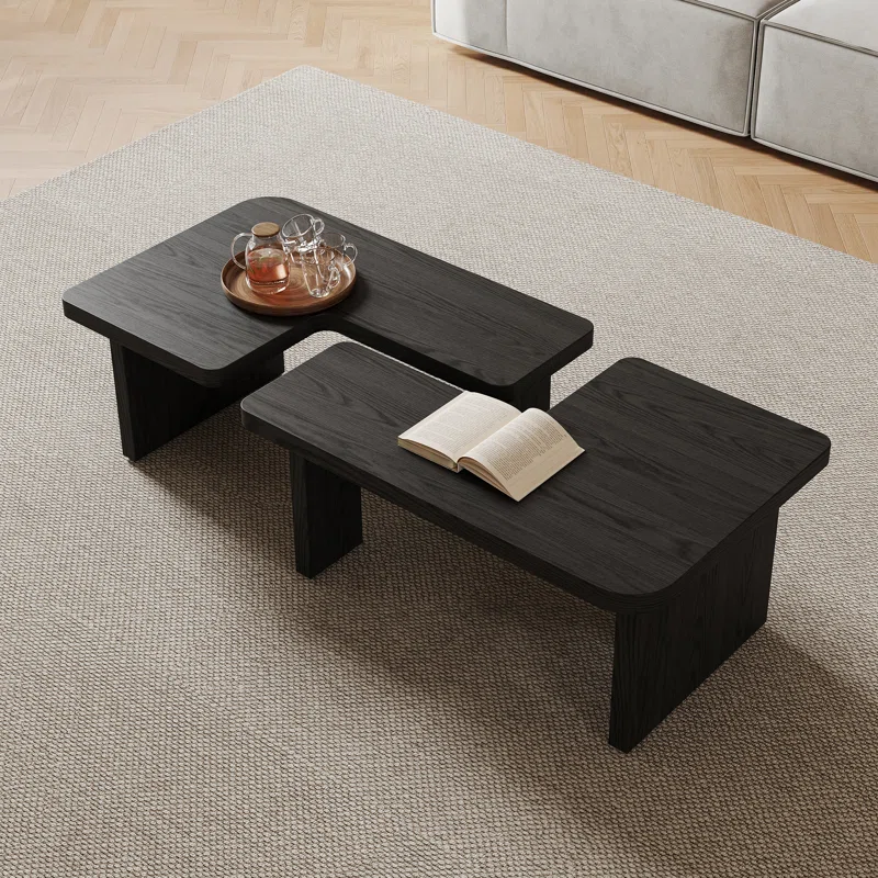 Mid Century Modern Wood Coffee table for livingroom, free adjustable Side Table