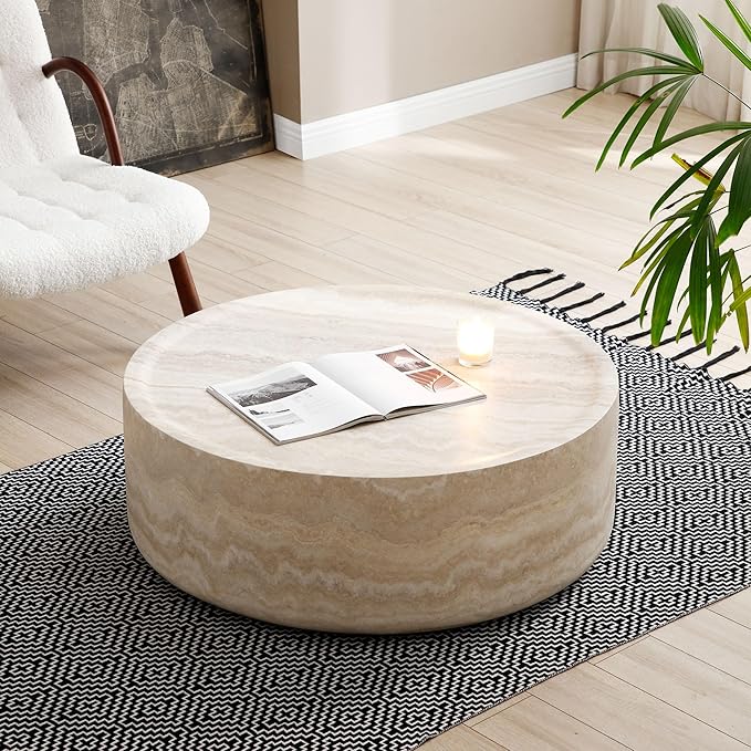 Modern Tea Faux Travertine Textured Table