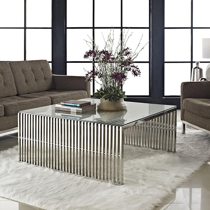 Modway Gridiron Stainless Steel Coffee Table
