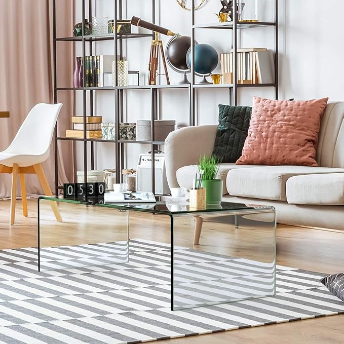 Tangkula Glass Coffee Table